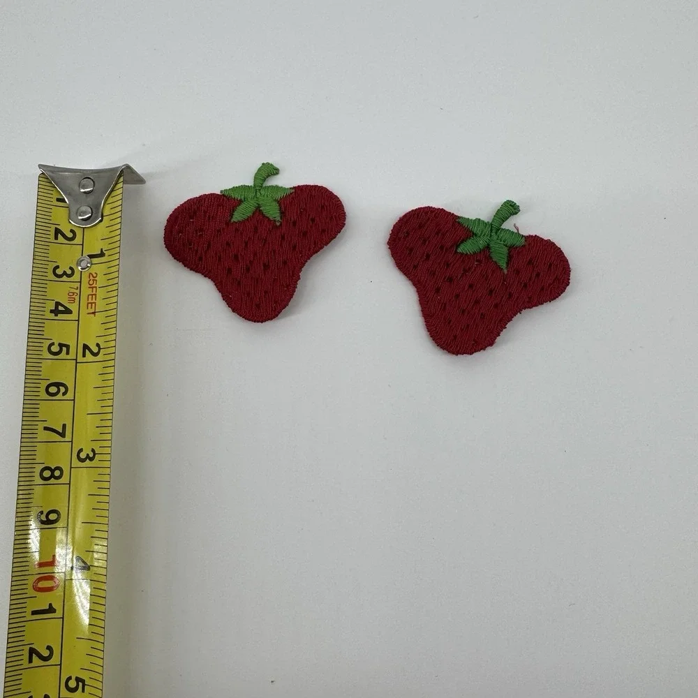 Vintage Strawberry Iron On Patches Appliques Red Fruit Kawaii Cottagecore Lot 2